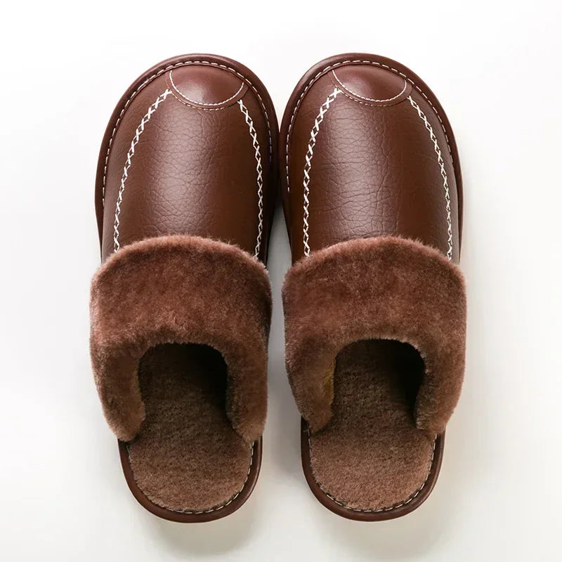HILTON SHERPA LEATHER SLIPPERS